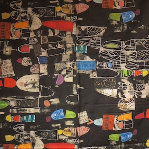Fabulous Art History 101 Modern Digital Print on Black Pure Cotton Fabric from Windham--By the Yard