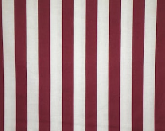 Burgundy and White 7/8" Stripe Print Pure Cotton Fabric--By the Yard