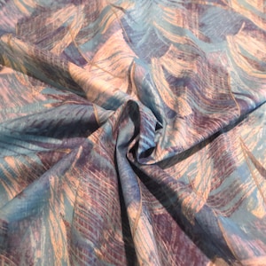 Blues with Gray Abstract Leaf Print Pure Pima Cotton Japanese Cotton Lawn Fabric--By the Yard