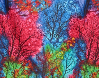 A forest scene in striking colors Electric Nature panel from Timeless Treasures C7764 Absolutely stunning!
