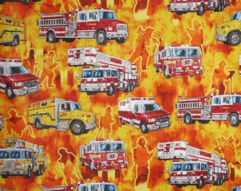 Five Alarm Fire on Orange Print Pure Cotton Fabric--By the Yard
