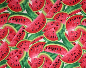 Cool and Refreshing Watermelon Slices Print Pure Cotton Fabric--By the Yard