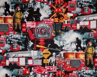 Fire Engine Collage Print Pure Cotton Fabric from Timeless Treasures--By the Yard