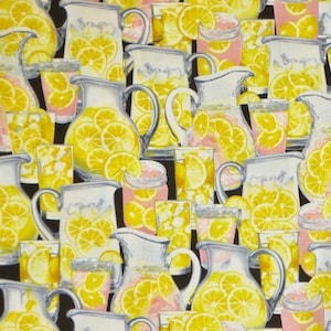 Packed Lemonade Pitchers Thirst Quencher Print Pure Cotton Fabric from Benartex--By the Yard