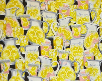 Packed Lemonade Pitchers Thirst Quencher Print Pure Cotton Fabric from Benartex--By the Yard