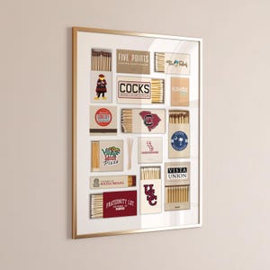 University of South Carolina Vintage Matchbox Print – Gamecocks College Wall Art, Retro Campus Decor, USC Dorm decor.