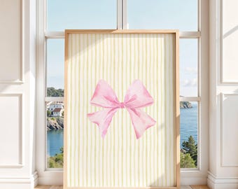 Estampado de lazo rosa: Decoración de dormitorio para chicas preppy (Descarga digital)