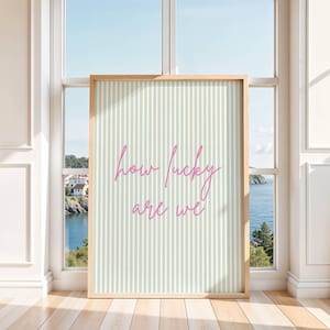 Pink and Green Striped Print: Coquette Dorm Wall Art (Digital Download