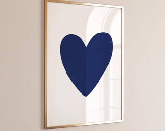 Navy Blue Minimalist Wall Art: Modern Dorm & Office Decor (Digital Print