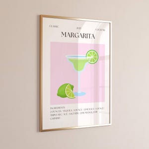 Margarita Cocktail Print – Fun Bar Cart Wall Art for College Apartment or Dorm, Lime Tequila Poster for Summer or Girls' Night