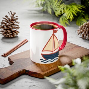 Colorful Sailboat Mug, Nautical Coffee Cup, Beach Lover Gift, Summer Vibes Drinkware, Ocean Adventure Mug, Perfect for Boating Enthusiasts