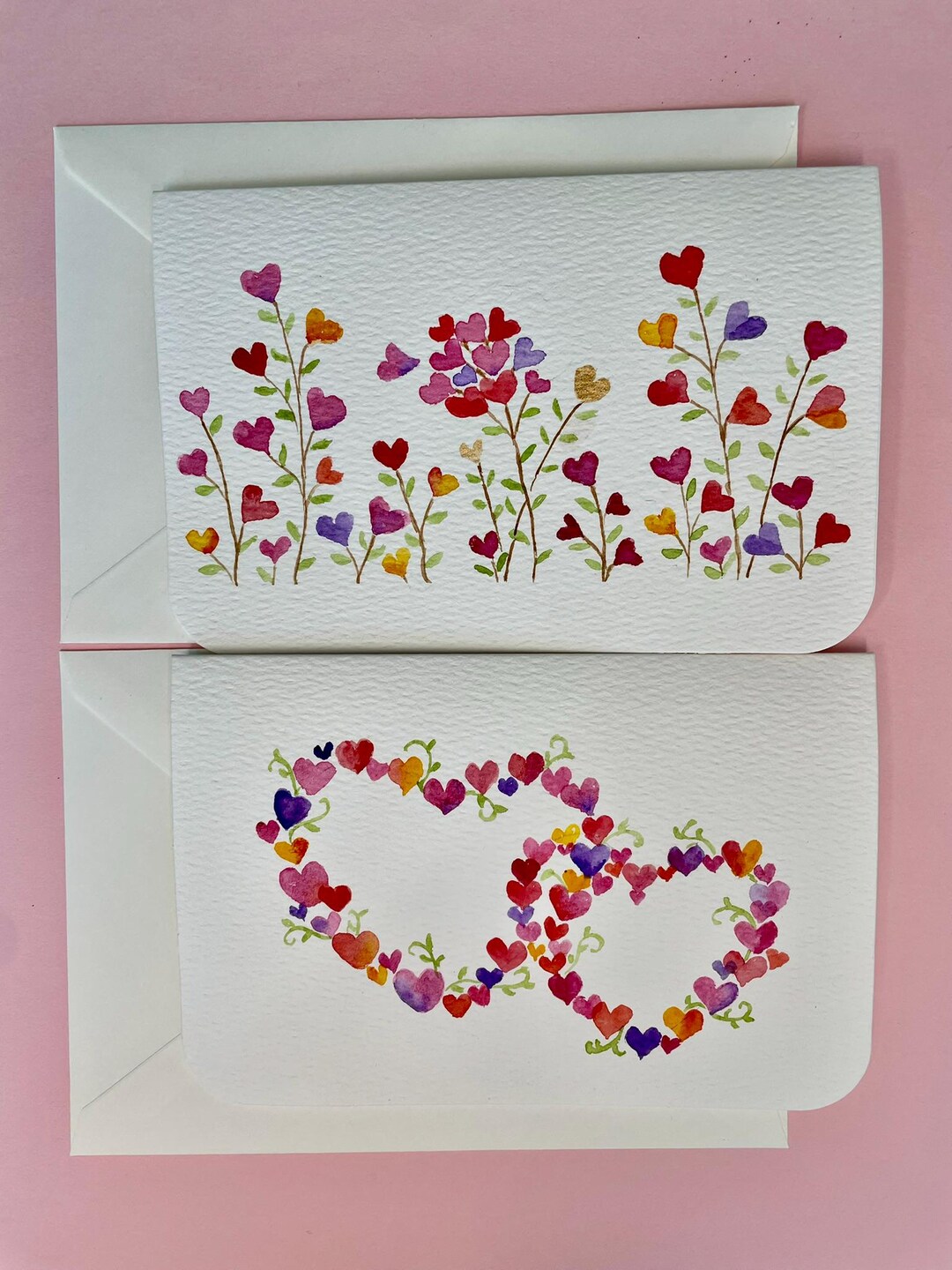 Hand Painted Watercolor Greeting Cards (a Set of Two) - Comes With an ...