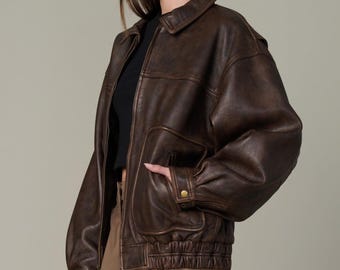 Large Vintage 90s Banana Republic Mid Length Leather Trench