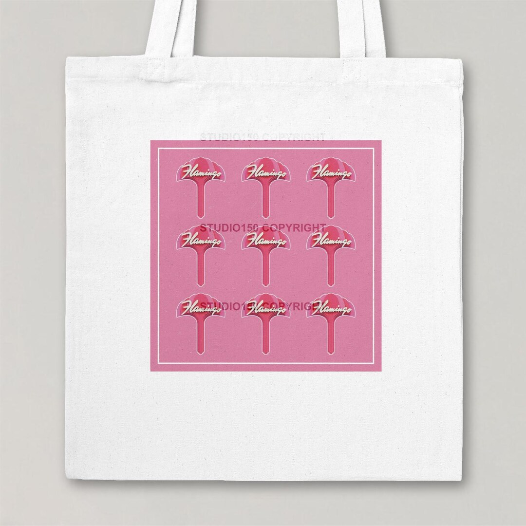 thumbnail image 2 of Flamingo Las Vegas Retro Tote Bag - Vintage Casino Hotel Design Carry All Bag 2 of 12