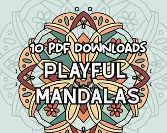 Playful Mandalas  | Simple and Easy Coloring Pages | 10 pages | Instant Download PDF for Kids & Adults