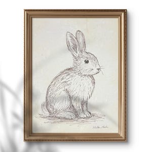 Hand Drawn Bunny Rabbit | Not a Print | Vintage Inspired Art | Bunny Rabbit Fine Art