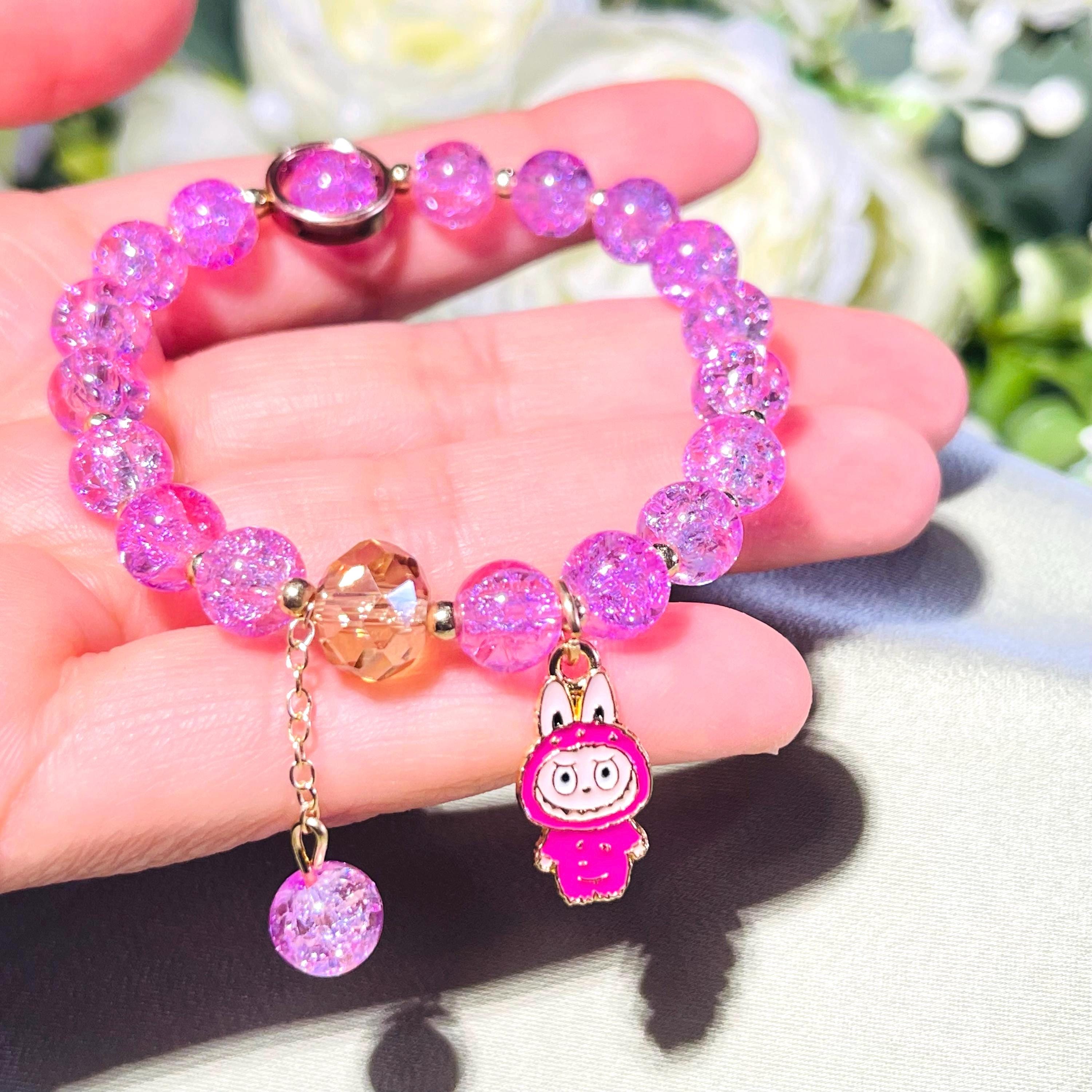 スタージュエリー ガール ピンクビーズ 星型チャーム ブレスレット