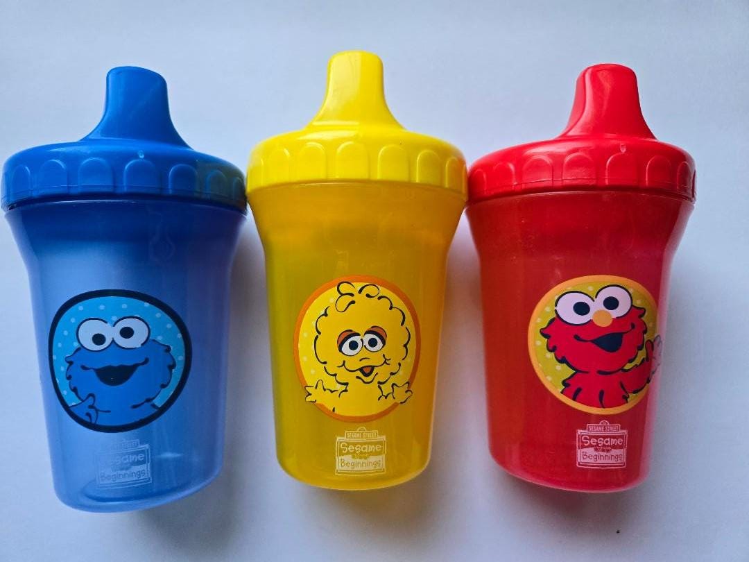 Set of 3 Personalized Elmo Sesame Street 8oz Spill Proof Sippy Cup