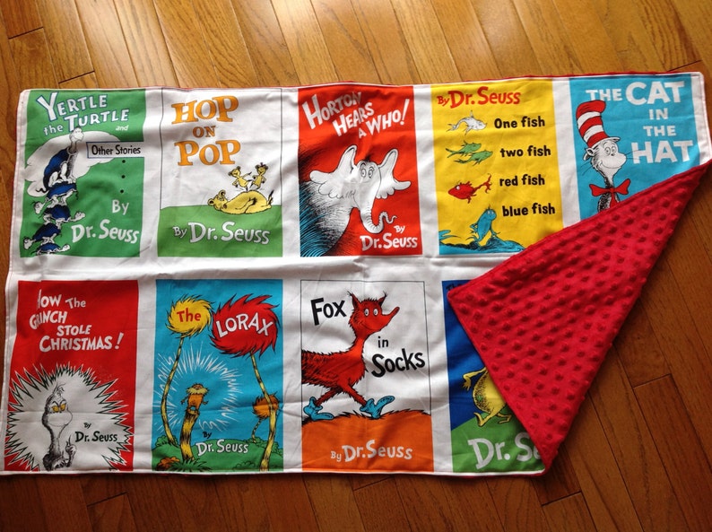 Dr. Seuss panel minky fleece blanket 22x42 image 1