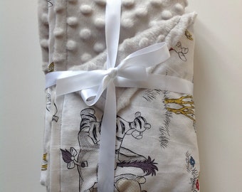Winnie the Pooh minky fleece cotton baby blanket 26"x28"