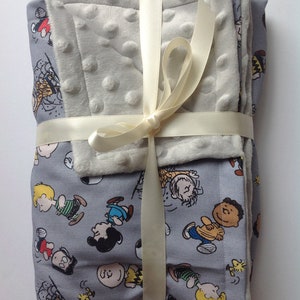Snoopy Charlie Brown Peanuts Gang minky fleece cotton baby blanket 26"x28"