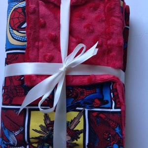 Spiderman Superhero minky fleece blanket 26"x28"