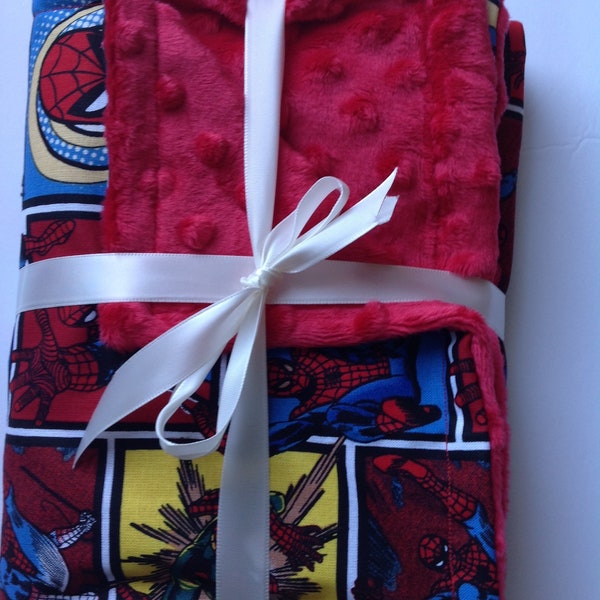 Spiderman Superhero minky fleece blanket 26"x28"