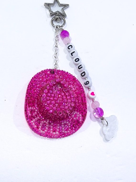 Megan Moroney cloud 9 bedazzled Keychain: Cowboy Hat, Western Charms, Country Music Gift