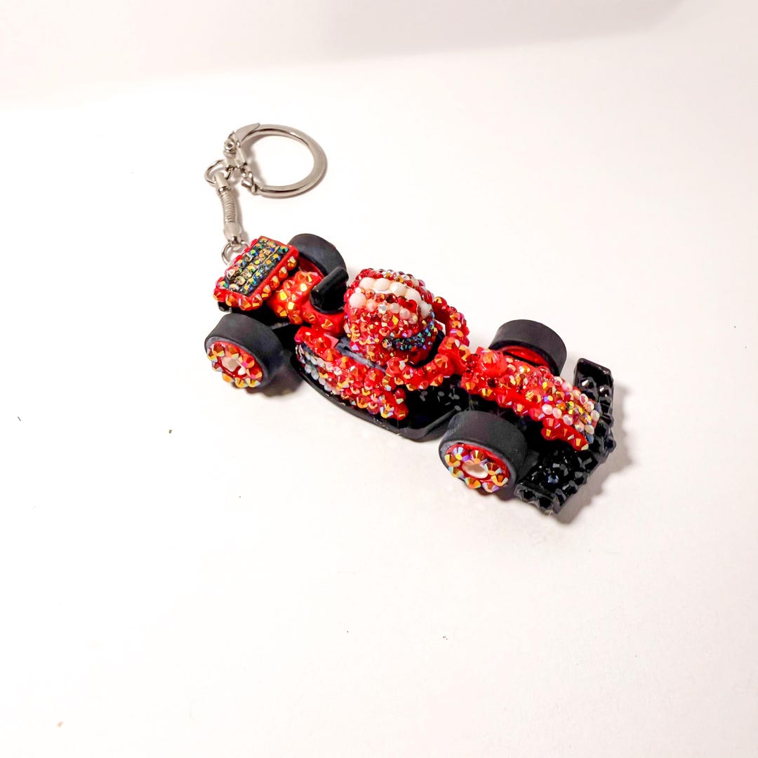 Ferrari F1 Keychain, Red Bedazzled F1 Race Car Gift for Fans and ...