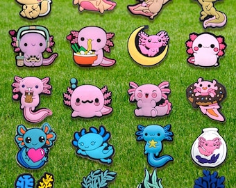 Cute Axolotl Shoe Charms, Animal Clog Accessories, Fun Cartoon Charms for Sandals, Party Favors Gifts for Kids Teens Adults