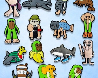 15 Pcs Funny Animal Shoe Charms Set – Cute Cartoon Clog Charms, Kawaii PVC Shoe Accessories, Waterproof Charms for Kids & Adults