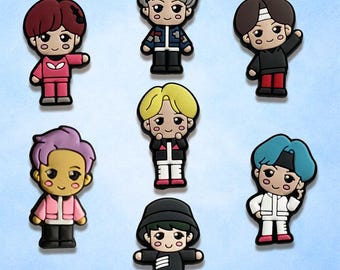 7 Pcs Cute Cartoon Boy Shoe Charms Set, Kawaii PVC Shoe Decorations, Colorful Cute Character Charms for Clogs, Kids Gift Accessories