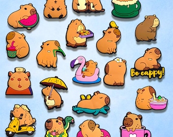 20 Pcs Cute Capybara Shoe Charms Set, Cartoon Animal PVC Clog Charms for Kids Teens, Funny Sandal Accessories Gift Set