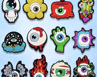 Spooky Eye Shoe Charms Set, Horror Monster PVC Clog Charms, Creepy Sandal Accessories for Kids Teens Halloween Gift