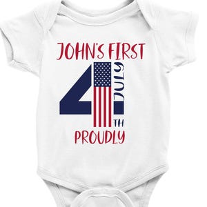 Body personalizado para bebê de 4 de julho, roupa para o Dia da Independência, 4 de julho, presente para chá de bebê, 4 de julho para bebê, body