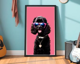 Funny Poodle Dog Poster, Kitchen Decor, Pet Owner Gift, Dog Art Prints, Dog Posters, Dog Print, Cool Dog Portrait Download, Dog Gift