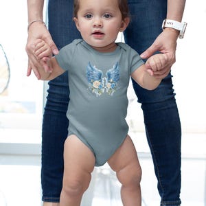 Angel Wings Baby Bodysuit: Floral Winged Onesie