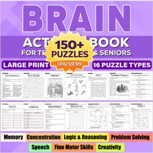 脳トレゲーム（印刷可能）｜150以上の脳トレパズル｜大判プリントのパズルブック（PDF）