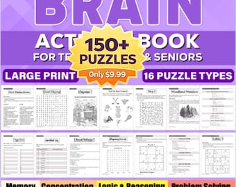 Brain Games Printable | 150+ Brain Puzzles | Large Print Puzzle Book (PDF)