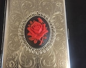 Seconds Red English Rose Silver Gothic Steel Superking cigarette case