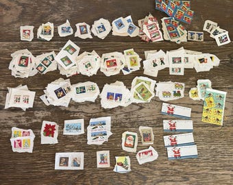 Hundreds Of Vintage Christmas Seal Stamps 1930s-1970s Mostly Used Ephemera Lot