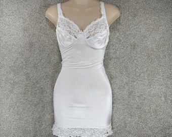 Vtg Jaclyn Smith Shapewear 36B Underwire Lace White Snap Crotch Stretch 90s
