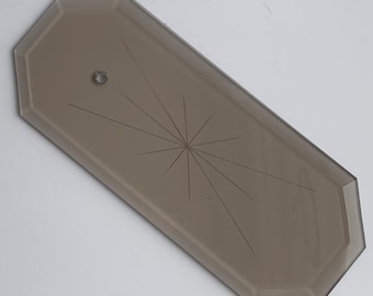 1 Chandelier Beveled Smokey Glass Octagon Replacement Panel Starburst MCM VTG