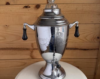 Lehman Brothers Silverware Co Coffee Percolator Engraved Chrome No Cord Art Deco