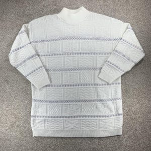 Suéter túnica vintage edição básica tamanho M com estampa de flocos de neve nórdicos, modelo Fair Aisle Cozy.
