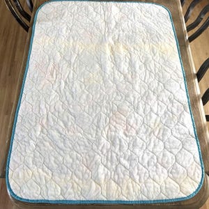 Rare 90s Disney Little Mermaid Quilted Crib Baby Blanket Ariel Flounder Vintage image 3