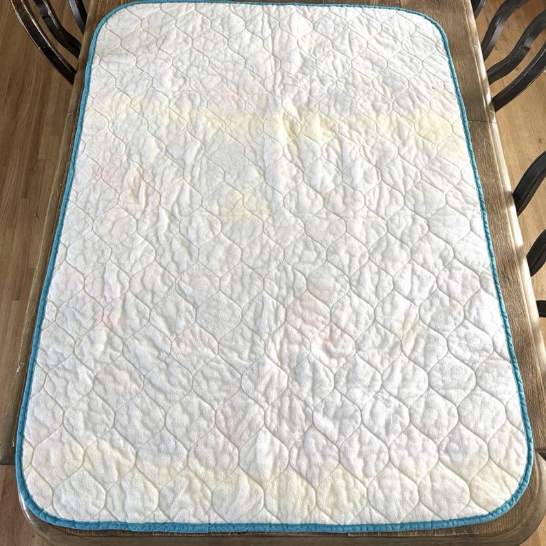 Rare 90s Disney Little Mermaid Quilted Crib Baby Blanket Ariel Flounder Vintage image 3