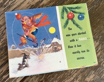 Great Falls MT Lawson Wood 1949-1950's Holiday Christmas Card Fold Out Ephemera