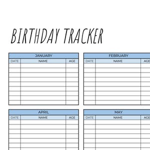Birthdays Tracker (Editable)