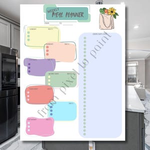 Afdrukbare maaltijdplanner | Wekelijks maaltijdschema en boodschappenlijst | Digitale pdf-download | Maaltijdplanner | Blad Voedselplanner